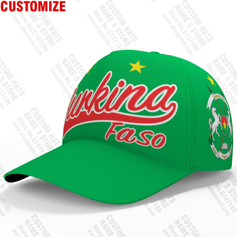 Burkina Faso Baseball Cap Free Custom Made Name Number Team Logo Bf Hat Bfa Country Travel Burkinabe Nation French Flag Headgear