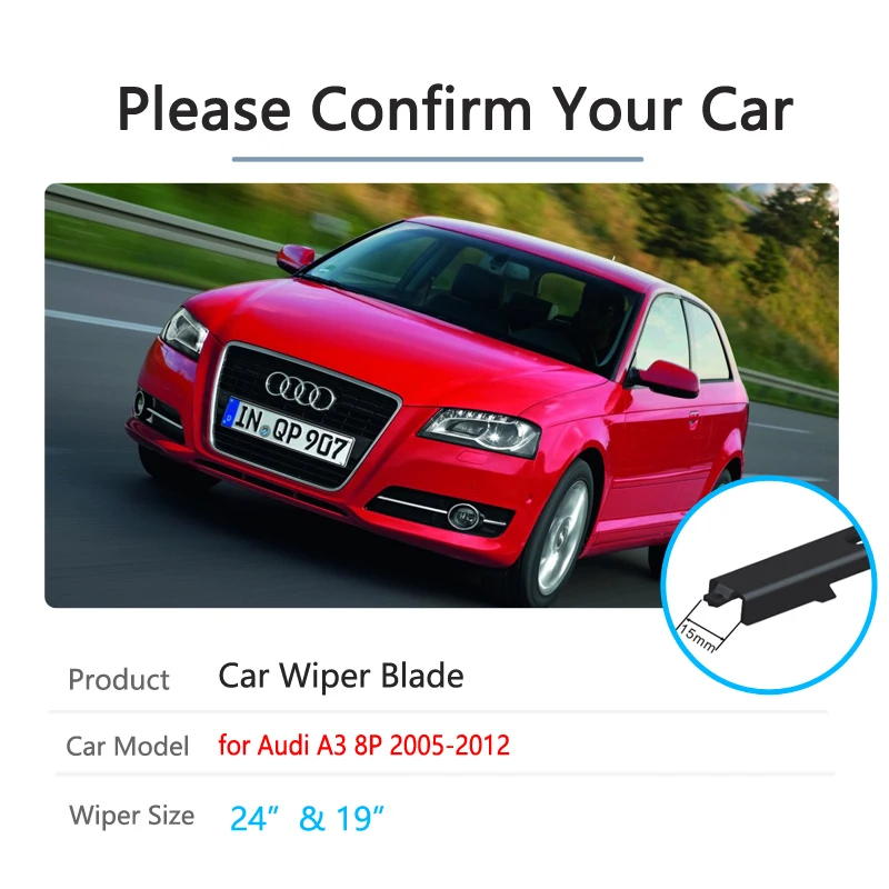 for Audi A3 8P 2005~2012 Car Wiper Blades Front Windscreen Windshield Wipers Car Goods Stickers 2006 2007 2008 2010 2011