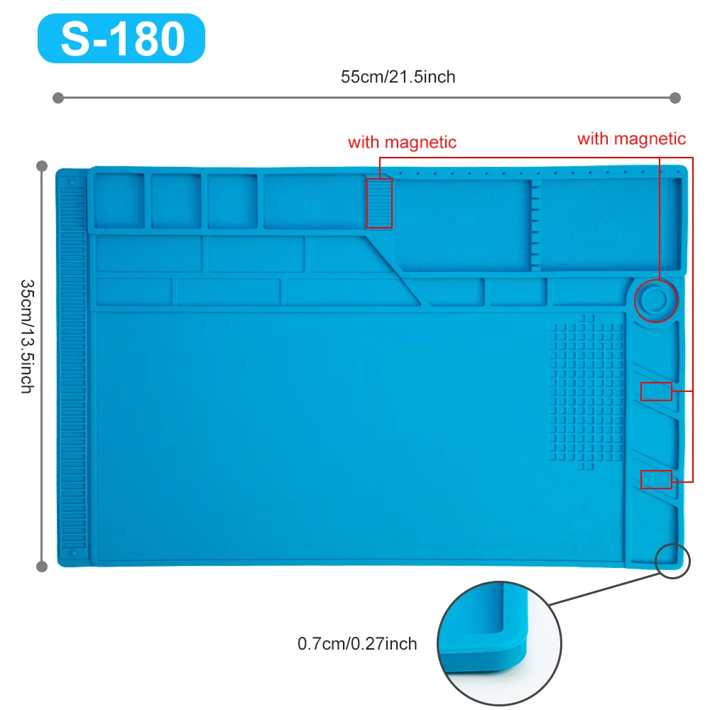 55x35cm Large Size DIY Welding Tool Repair Silicone Work Mat Soldering Mat With Magnetic