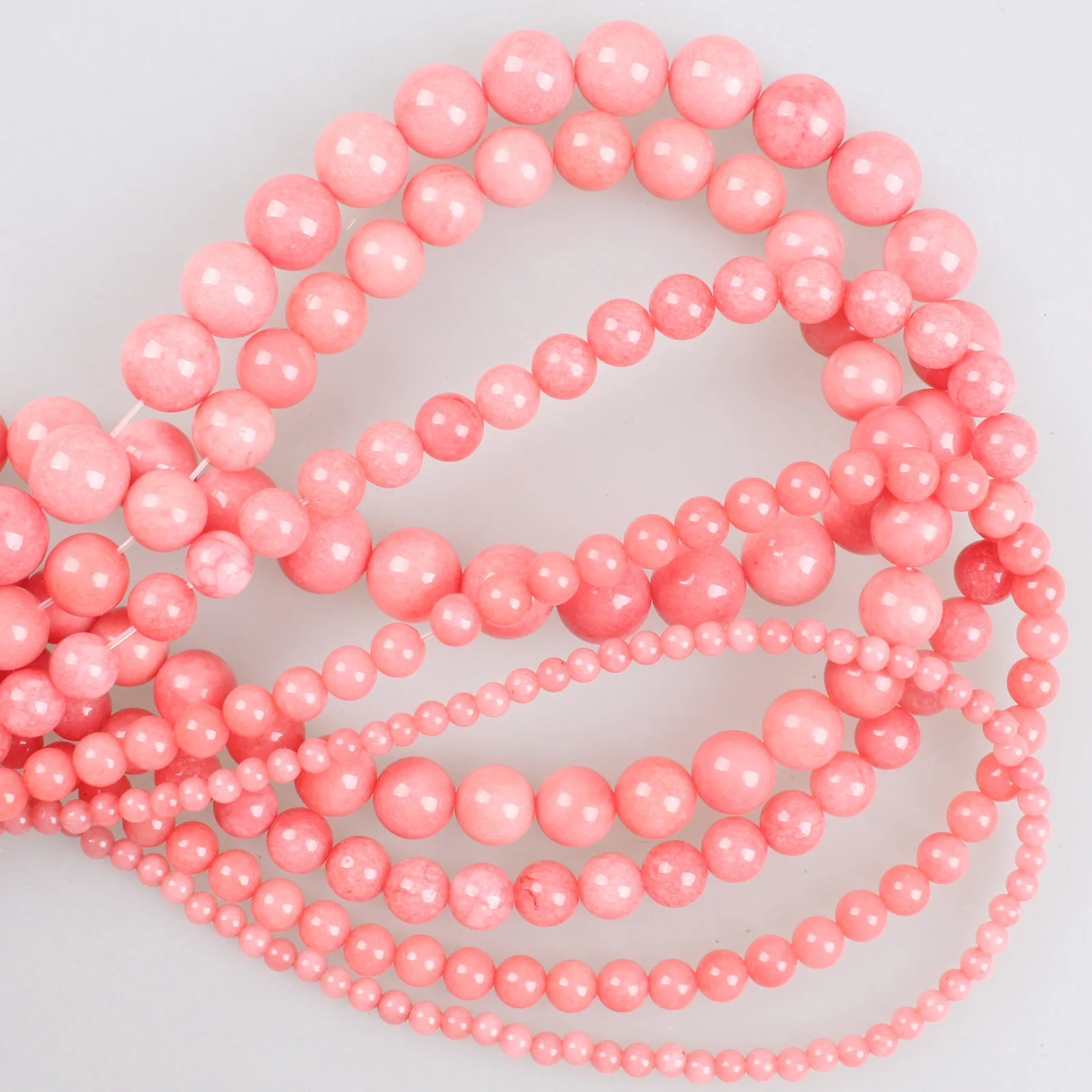 Natural Stone Beads Pink Chalcedony Rhodonite Round Loose Beads 4 6 8 10 12mm Beads For Bracelets Necklace Jewelry Making