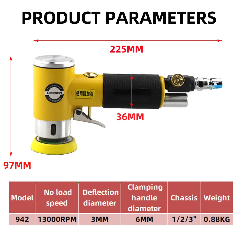 2inch/3inch Mini Orbital Air Sander Pneumatic Polishing Grinding Machine Air Tools Buffer Dual Action Orbital Polisher for Car