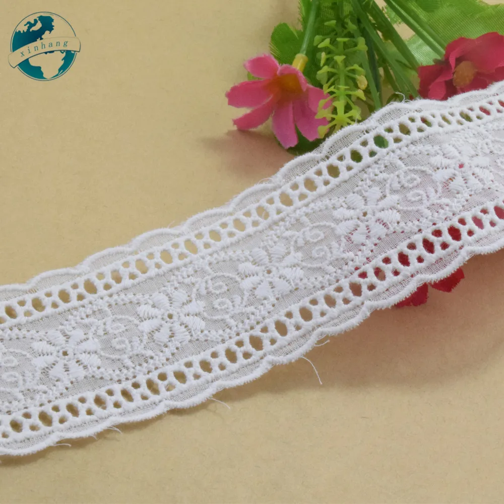 4.7cm Wide 100% Cotton Embroid Lace Sewing Ribbon Guipure Trim Wedding Decoration DIY Dolls Colthes Accessories Lace Edge#4056