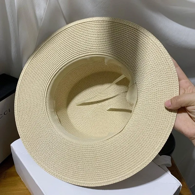 Net celebrity sun-shading flat straw hat women summer fedora hat travel on the beach and beach vacation sunscreen hat панама