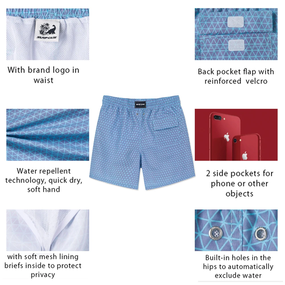 SURFCUZ-Calções masculinos com mudança de cor, moda praia mágica, sensíveis à temperatura, shorts de secagem rápida, shorts de verão
