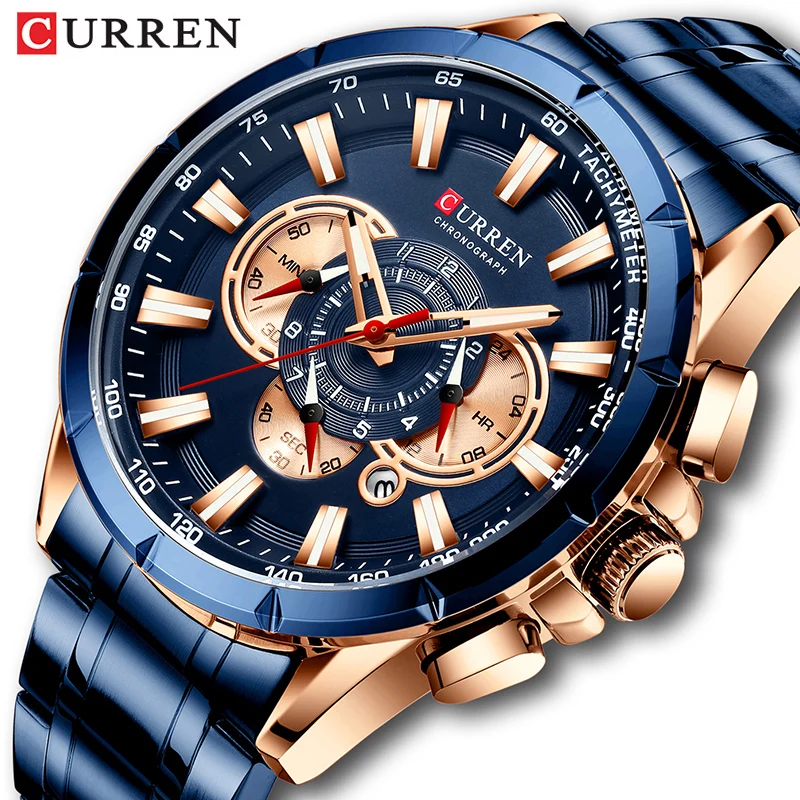 

Curren Men’s Watches Top Brand Luxury Chronograph Quartz Men Watch Waterproof Sport Wrist Watch Men Stainless Steel Male Clock