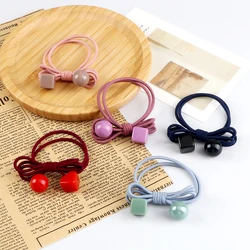 Women Girls Candy Colored Hair Accessories Asymmetry Acrylic Plastic Ball Elastic Hair Bands Hair Rope Hair Tie Ponytail Holders