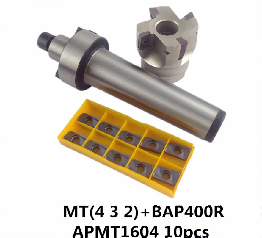 

1PCS MT2 FMB22 M10 MT3 FMB22 M12 MT4 FMB22 Shank BAP400R 50 22 Face Milling CNC Cutter + 10PCS APMT1604 Inserts For Power Tool