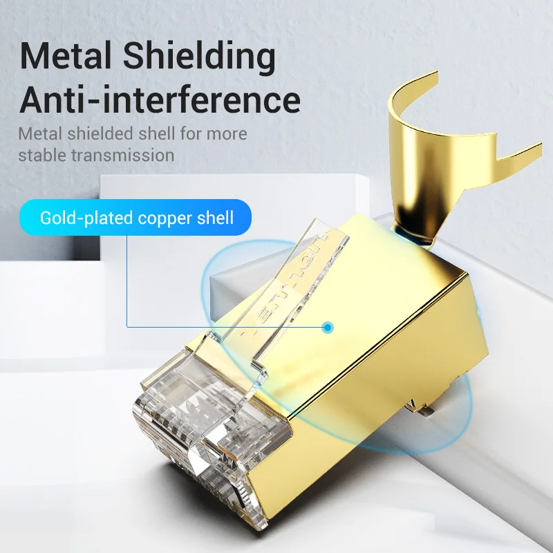 Vention Cat8 RJ45 Connector 8P8C Modular Ethernetสายหัวปลั๊กทองCat8 FTP CRIMPเครือข่ายRJ45 Crimper CONNECTOR cat8
