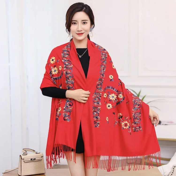 

Luxury Brand Scarf Thick Winter Women Scarf Warm Cashmere Cashew Embroidery Tassel Shawl Wrap Blanket Hijab Lady Scarf Pashmina