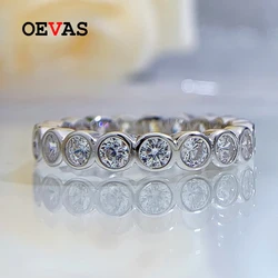 OEVAS 100% 925 Sterling Silver Full Round High Carbon Diamond Rings For Women Sparkling Wedding Party Fine Jewelry Wholesale