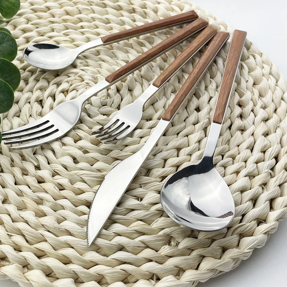 5 Pcs Mirror Dinnerware Set Cutlery Tableware Stainless Steel Knife Spoons Fork Dessert Fork Silverware Flatware Set Drop Shipp