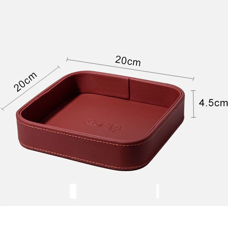 PU Leather Storage Box Cosmetic Tray Jewelry Display Plate Luxury Home Living Room Desktop Watch Cell Phone Sundries Decor Tray