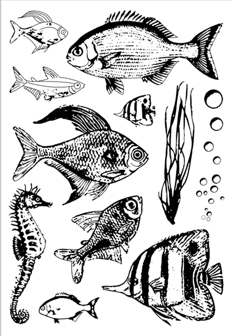 11x16 Small fish   Transparent Clear Stamps for Scrapbooking for DIY Card Making Cutting Crafts Stencil