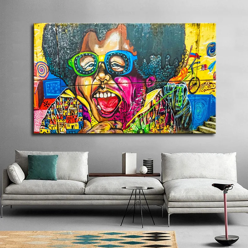 

Wall Art Modern Popular Canvas Painting Street Graffiti Art Abstract Poster Wall Art Picture Quadro for Living Room Home Decor