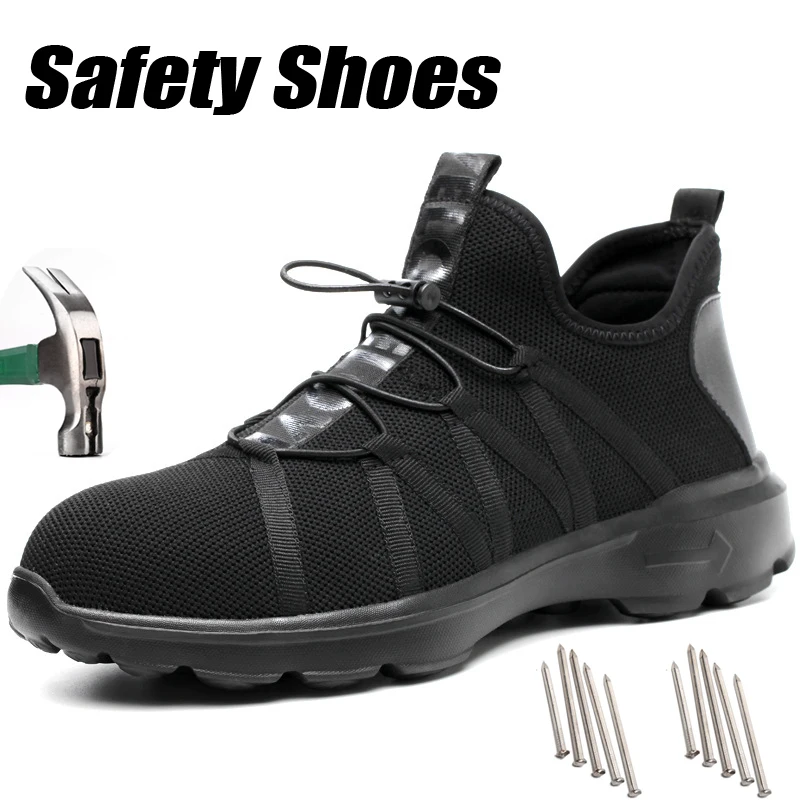 

Safety Shoes Plus-Size Light Men's Steel Toe Cap Anti-smashing Anti-piercing Insulation Work Shoes Knit Indestructible Sneakers