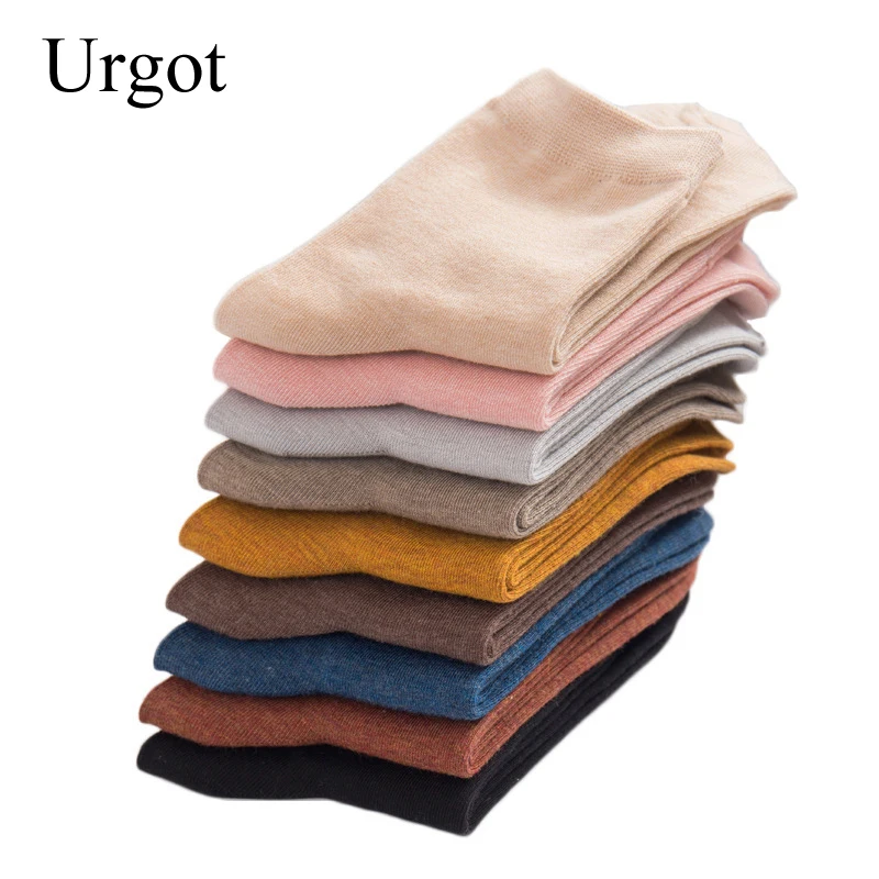 Urgot – chaussettes de printemps pour femmes, 5 paires, en Fiber de bambou, solide, fin, couleur bonbon, confortables, pour dames