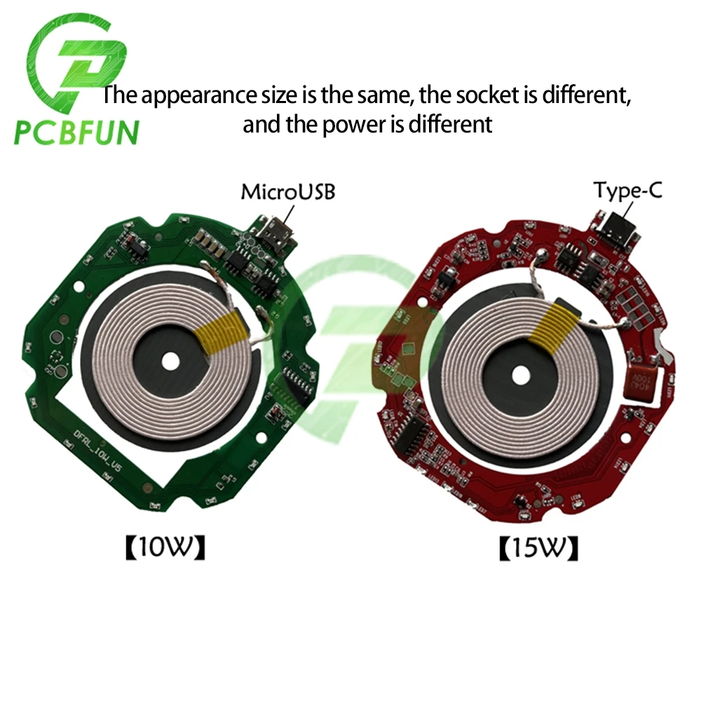 TYPE-C 12V 15W MICRO 10W Fast Charge Wireless Charge Module Transmitter PCBA Circuit Board Coil forQi Wireless Charging Standard