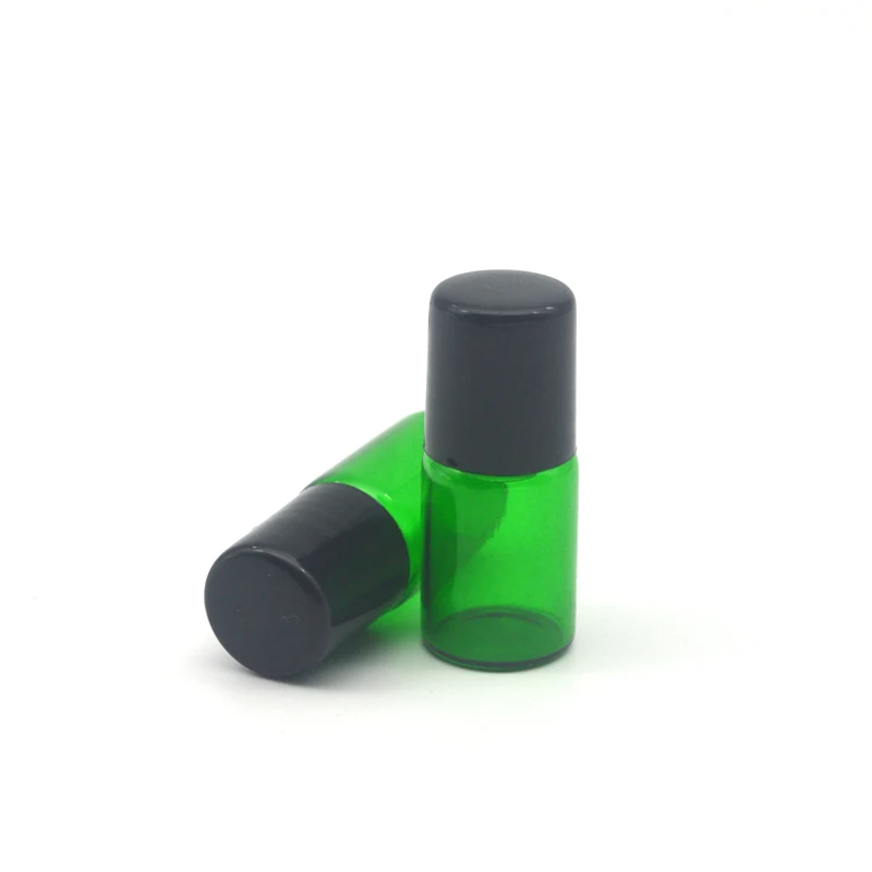 1000pcs 2ml Essential Oil Green Roller Glass Bottle Colorful Empty 2cc Refillable Roll-On Text Vial Perfume Sample Container