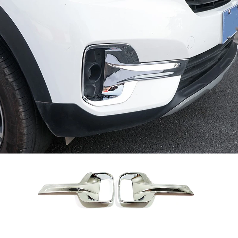 

2pcs ABS Chrome Car front fog lampshade cover frame Decoration Cover Trim Sticker Car styling For KIA Seltos 2020 Accessories