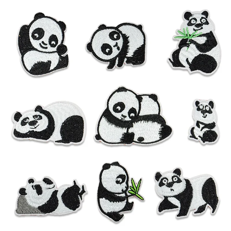 Cute panda applique, embroidered iron on cute animal, badge for clothes, bag, shoes, DIY, craft, repair decoration, 1pc