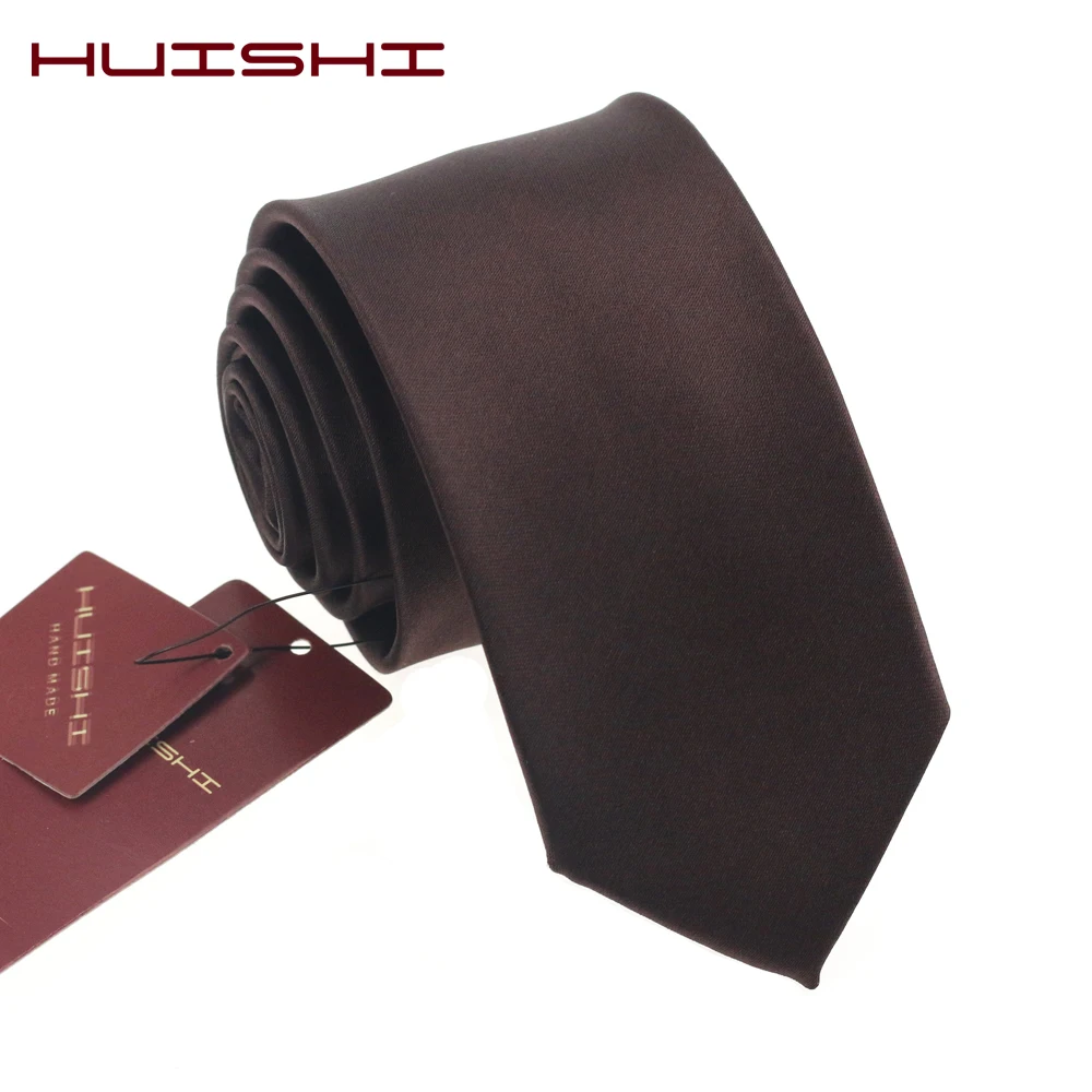 HUISHI-cravate de mariage pour hommes, brun uni, cravate slim, cravate tissée, imperméable, pour hommes, chemise d'affaires, nouvelle collection offre spéciale