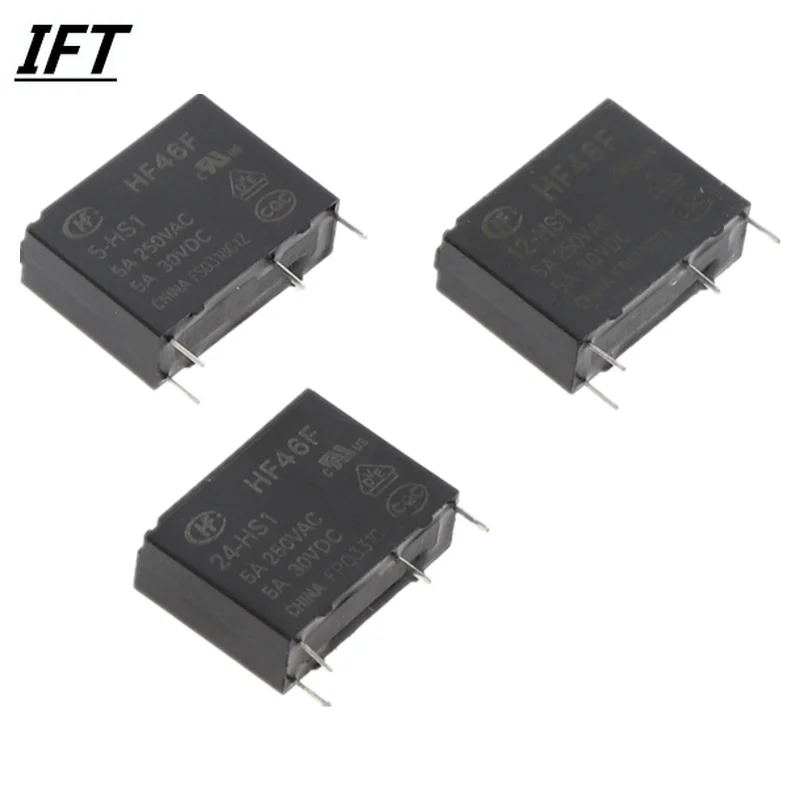 5PCS 4PIN HF46F-024-HS1 HF46F-012-HS1 HF46F-005-HS1 HF46F 24-HS1 5 12 - 5A250VAC Relay brand new