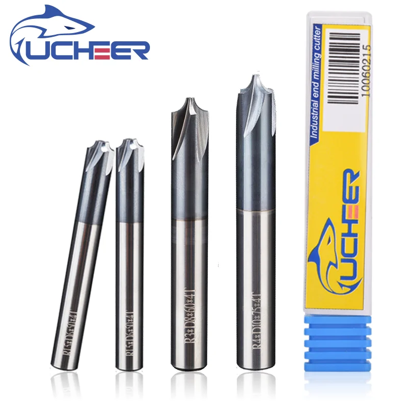 UCHEER 1 pz/set fresa ad angolo R interna in metallo duro integrale 2/4 flauti fresa CNC punta per fresa smussata