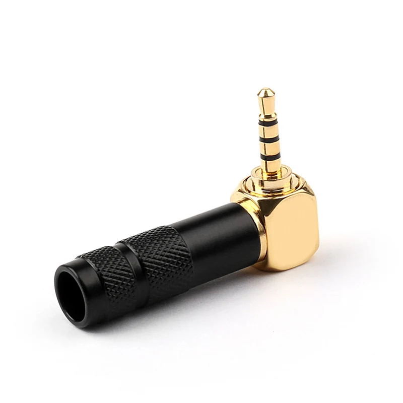 New Arrival 2.5mm 4 Pole TRRS Male Plug Jack Gold Plated 90 Degree Angle Audio Connector Silver Black Connector