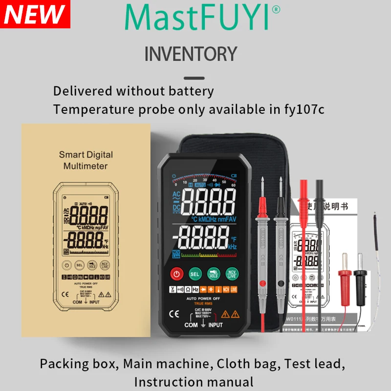 Professional Multimeter Digital Tester Multimeters Ture RMS AC DC Transistor Tester Capacitor Temperature Voltmeter Smart Meter