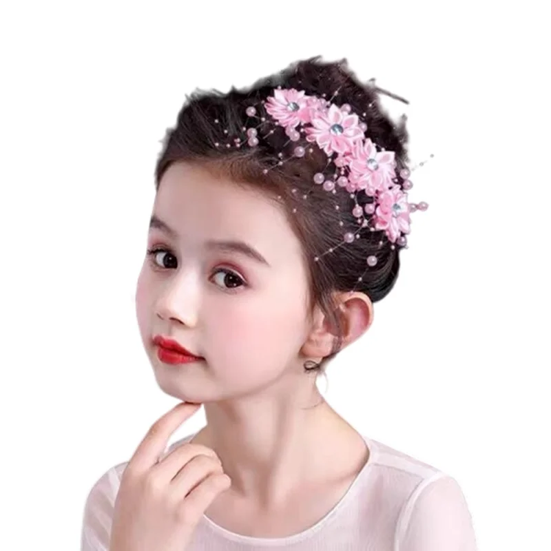 4Pcs Bridal Crystal Pearl Flower Hair Clip Hair Jewelry Wedding Hair Accessories Kids Party Girls Gypsophila Flower Hairpin