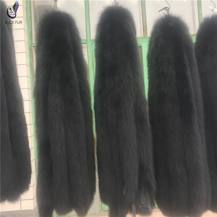 Real Fox Fur Hat Strip White Black Color Fur Collar Cap Fur Collar DIY Decoration Fur Hood Trim Collar