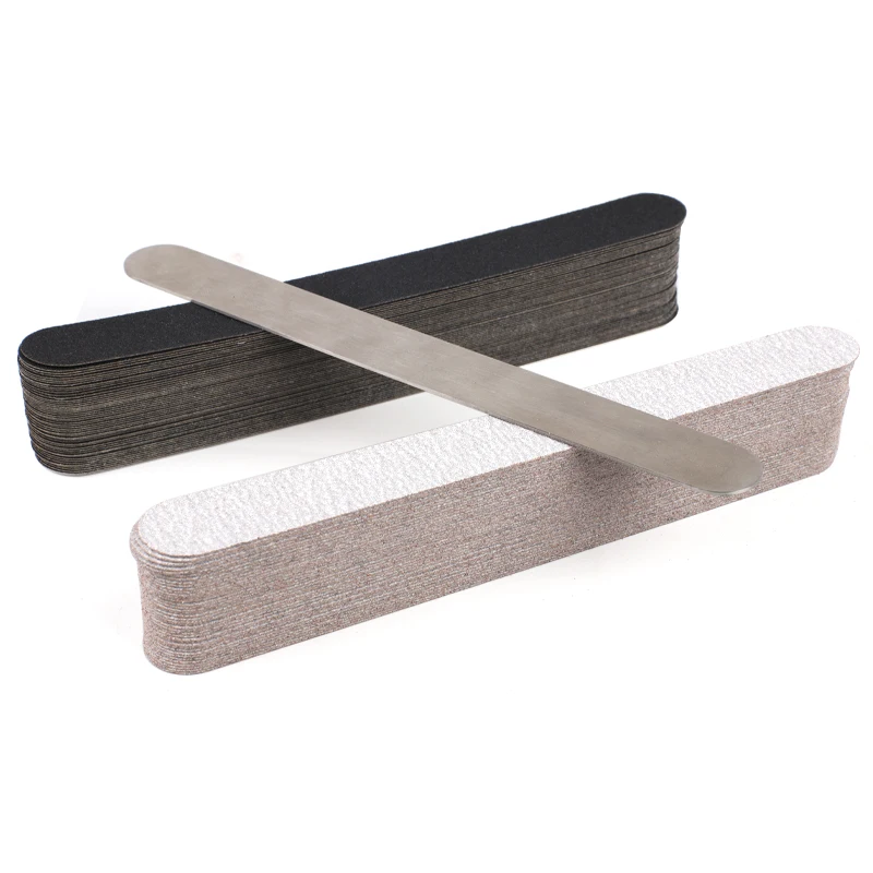 Gerade Ersatz-Nagelfeile 100/180/240, 10 Stück, grau/schwarz, abnehmbares Schleifpapier mit Edelstahlgriff, Metall-Schleiffeilen – Detail 4