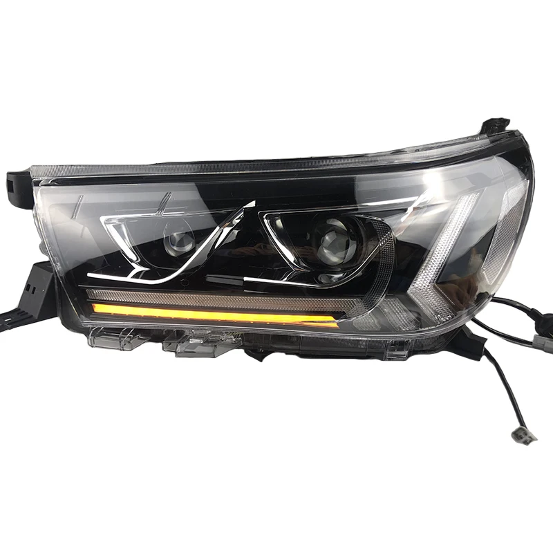 Fit for 2015-2019 toyota hilux revo and rocco pickup LED head lamp LED or HID light source for revo head lights New design LED