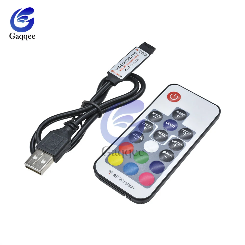 USB Led Strip Lights 5V Volt RGB USB IR RF Remote Controller 5V USB LED Strip light 3 17 24 Key Remote Wireless