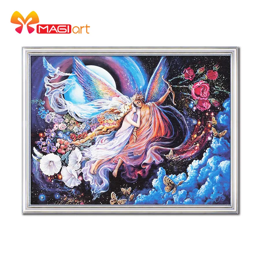 

Cross stitch kits Embroidery needlework sets 11CT water soluble canvas patterns 14CT Western Style Wings of Cupid-NCMP011