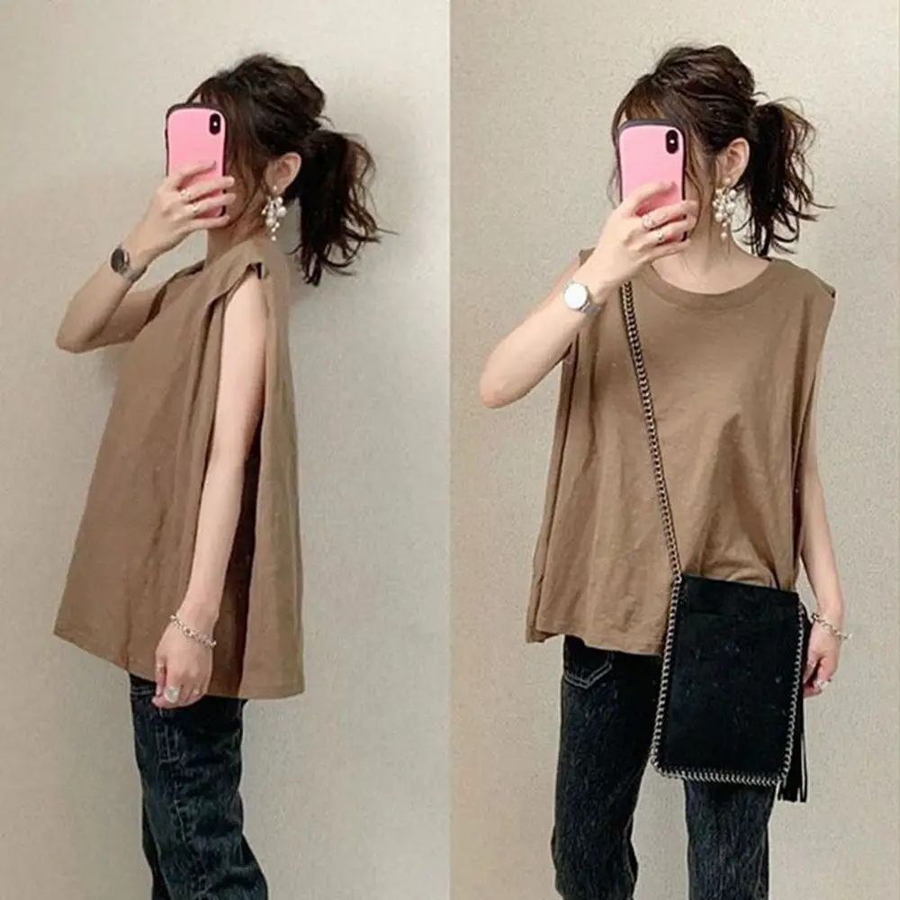 

2021 New Summer T Shirt Women Elasticity T-Shirt Woman Clothes Tops Slim Tshirt Female Sleeveless Loose Womens Sexy