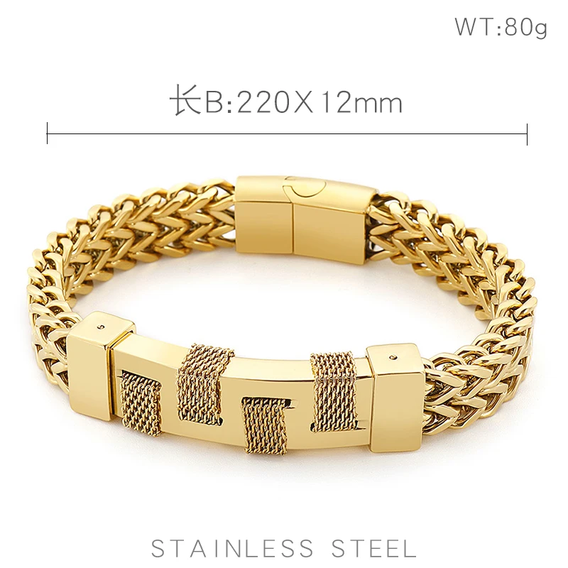 Drei-farbe Trend Edelstahl Nähte herren Armband Design Gefühl Armband Schmuck – Detail 1
