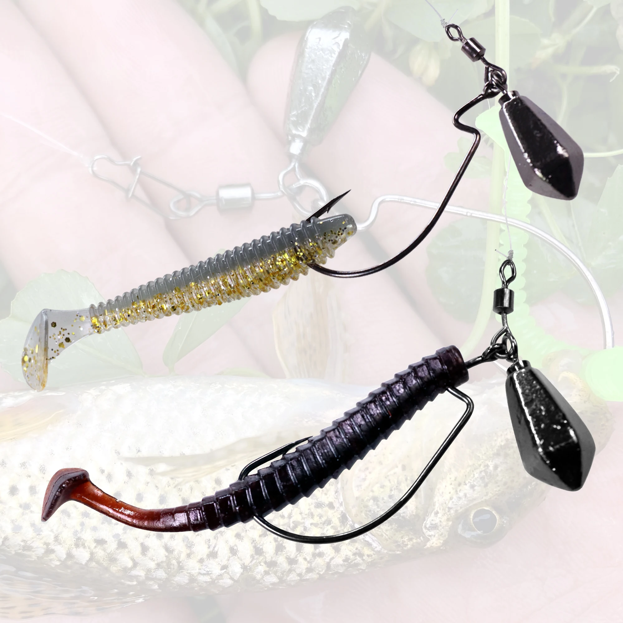 THKFISH 10pcs Offset Fishing Hooks 5g 7g 10g 14g Wide Crank Weight Lead Sinker Hook For Soft Lures #2 #1 #3/0 #4/0 Barbed Hook