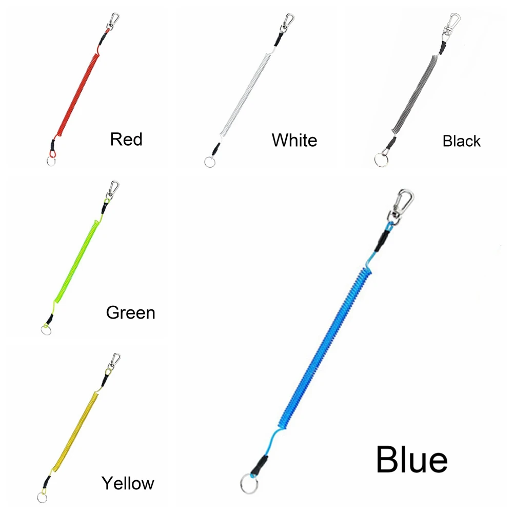 Portable Max Stretch Lanyards Plastic Retractable Tether Spring Elastic Rope TPU Coiled Anti-Lost Keychain Fishing Accessories