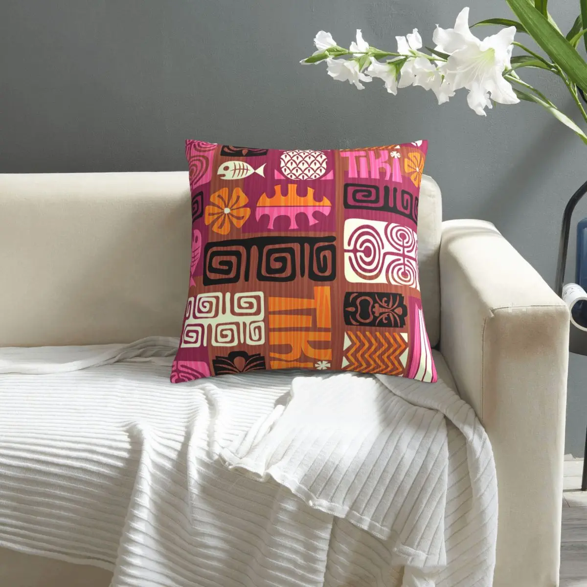 

Seamless Exotic Tiki Pattern pillowcase printed cushion cover sofa waist pillow pillow cover