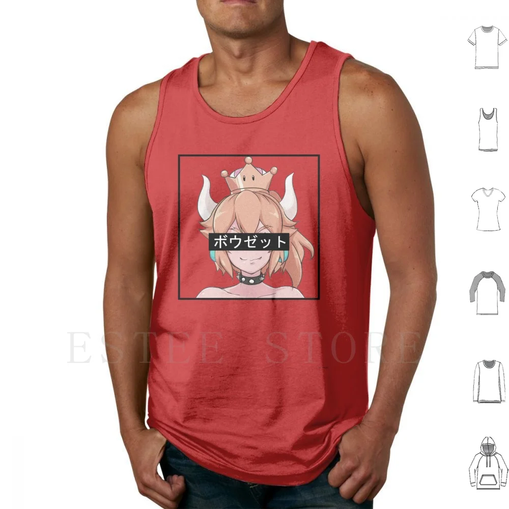 Bowsette Tank Tops Vest Sleeveless Vaporwave Aesthetic Synthwave Noisy Noise Japanese Weeb Anime Peach Bowser Bowsette