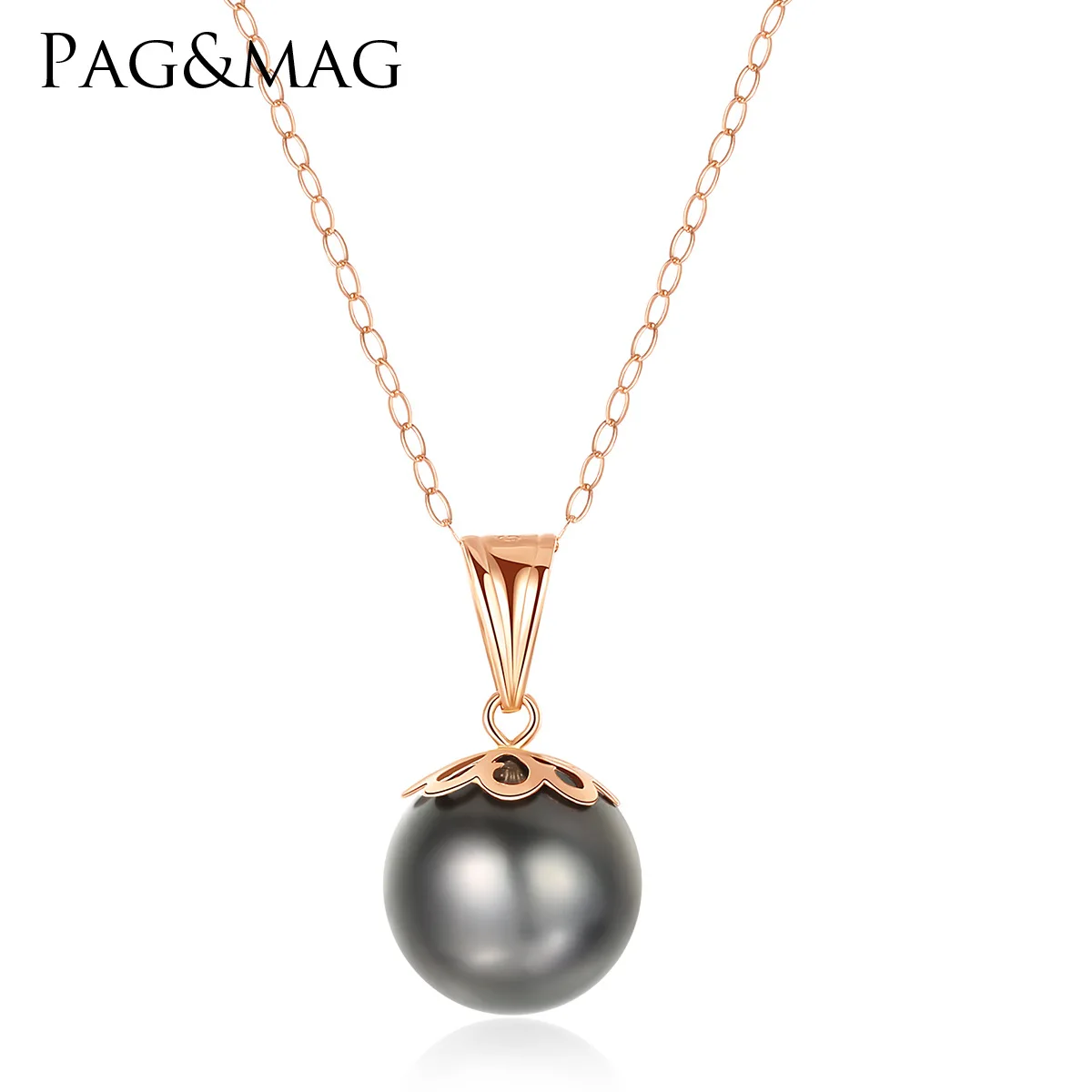 

PAG & MAG 18k Gold Necklace Flash O clavicle chain 9-10mm Daxi pearl pendant all-match