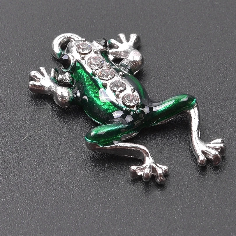 5pcs/Lot Goldfish Pendant Green Frog Charms For Jewelry Making Accessories Rhinestone DIY Earring Bracelets Handmade Materials