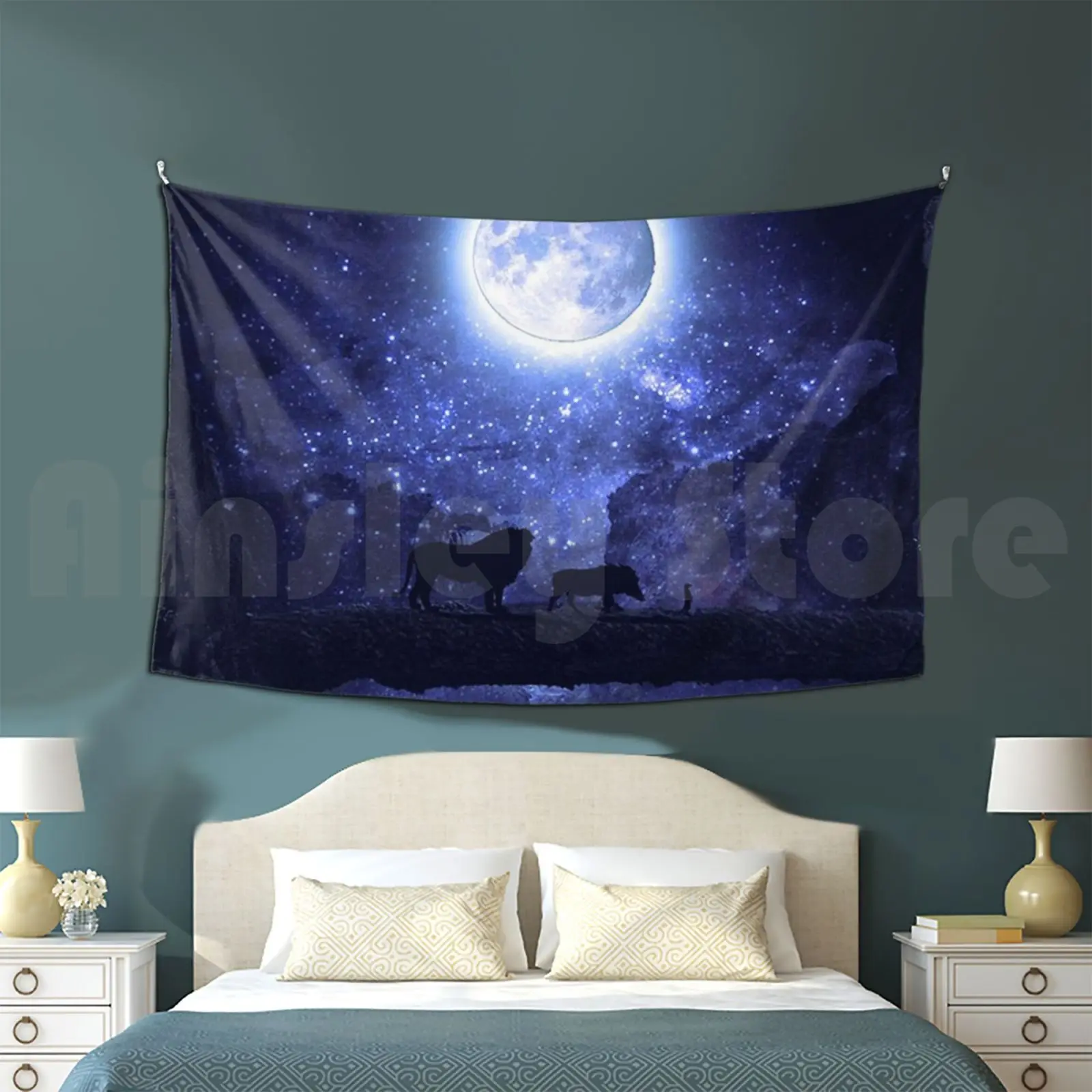 Lion King Tapestry Living Room Bedroom Lions Lion Lionking Lion King Moonlight Moon Movies Timon Pumba Fantasy Kids