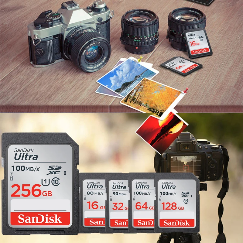 SanDisk Ultra Memory Card 128GB 64GB 32GB 16GB SDHC/SDXC UHS-I read speeds of up to 80 MB/s SD card TF Card For SLR camera