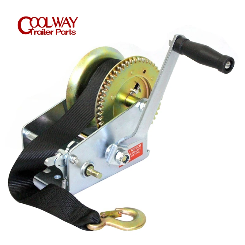 High Quality Hand Winch CAP 2500LBS / 1134KG 8M Extra Long Synthetic Strap Webbing Car Boat Trailer