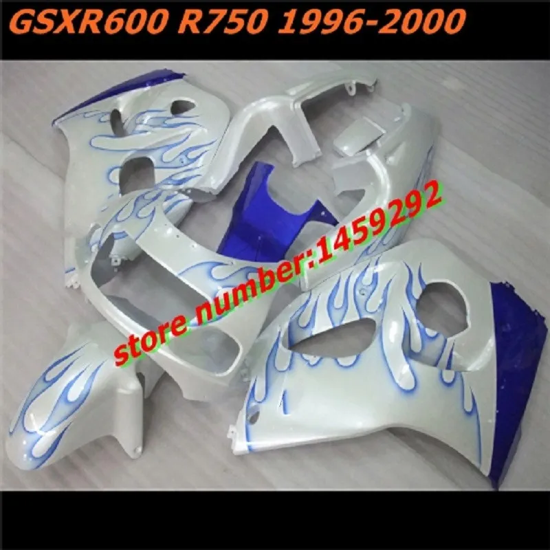 White blue flames  motorcycle fairing fits for 1996- 2000 GSXR 600 750 GSXR600 SRAD GSXR750 96 97 98 99