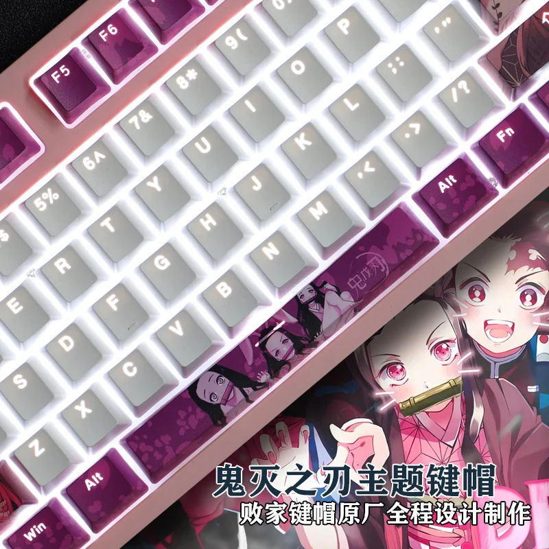 

1 Set PBT 5 Sides Dye Sublimation Keycaps Two Dimensional Anime Gaming Backlit Key Caps For DS