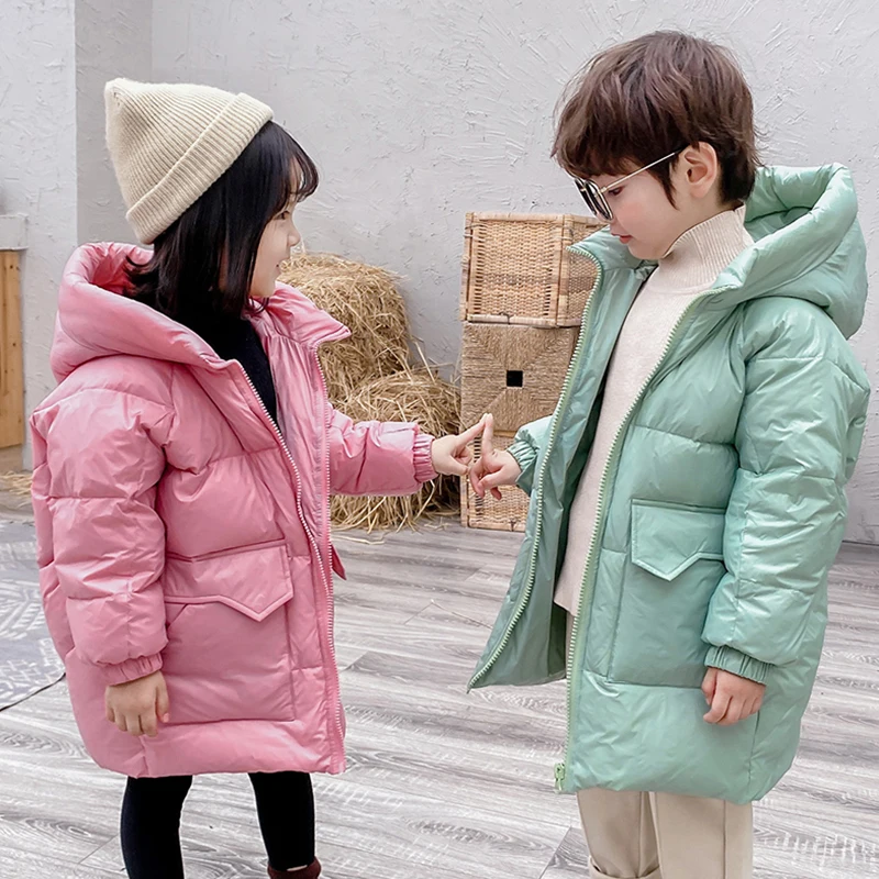 

2020 New Winter Kids Baby Down Jackets Hooded Warm Children Winter Coat Solid Color Light Thin Boys Girls Down Parkas 1-10 Years