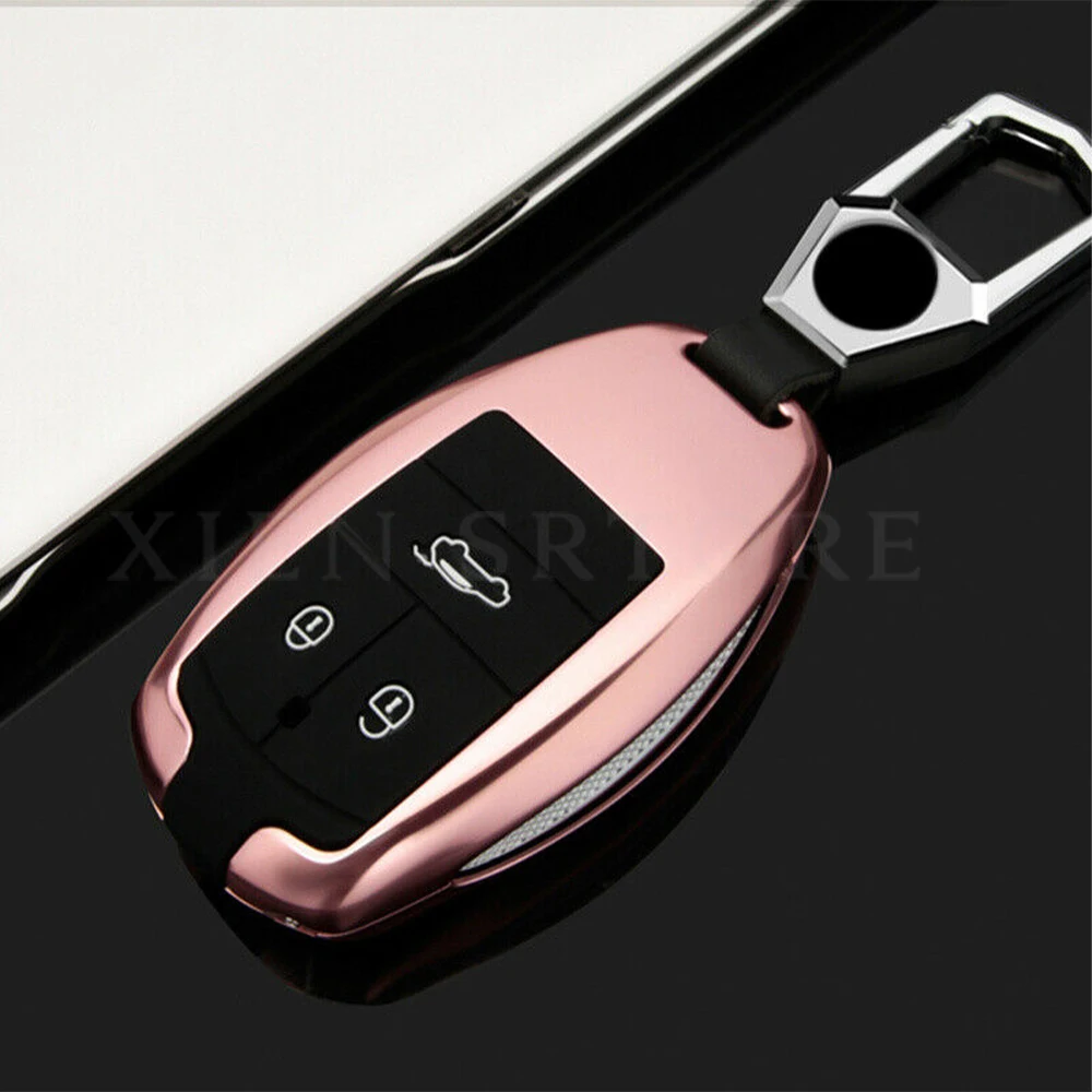 

Metal Aluminum Smart Remort Car Key Case Cover FOB Shell Holder Chain Skin Accessories For Bentley Bentayga Flying Star GT 2018